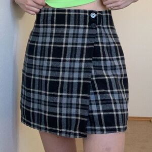Vintage Plaid Wrap Mini Skirt